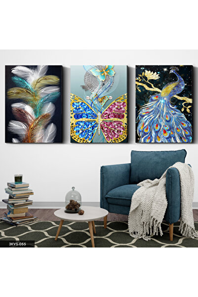 Evinemoda Πολύχρωμο φτερό πεταλούδα 3 τεμαχίων καμβάς - εκτύπωση καμβά