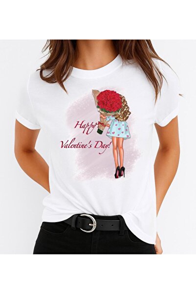 OEM Tricou de damă din bumbac 100% cu mesajul „Happy V Day”