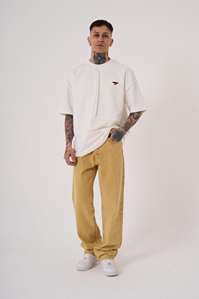 Machinist Men's Baggy Fit Relaxed Jean Pants Gold