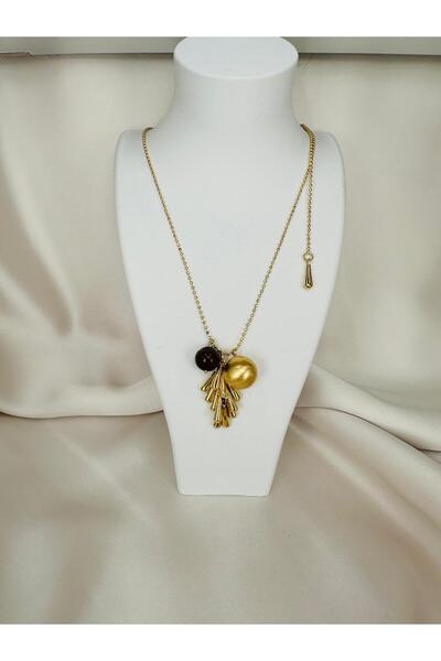 ZS Aksesuar Steel Real Stone Detailed Ball Necklace