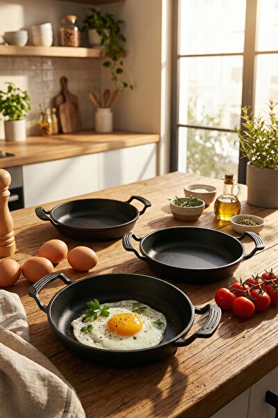Lines L-5081 3-Piece Cast Granite Pan Set 18-20-22 Pan Set Omelette Set Small...