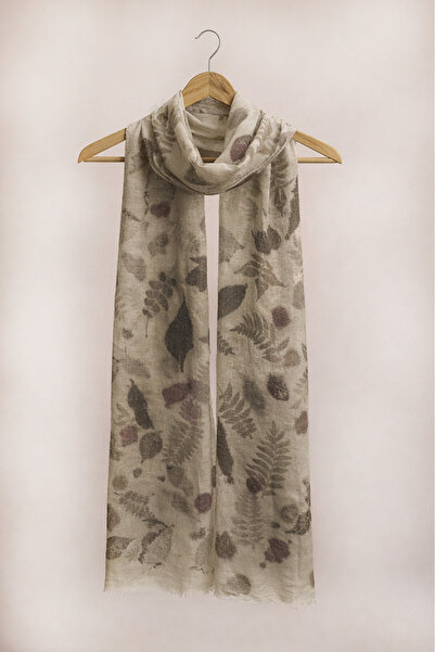 Defne&Apollon İpekçilik 100% Cotton Handwoven Ecoprint - Natural Print Shawl ...