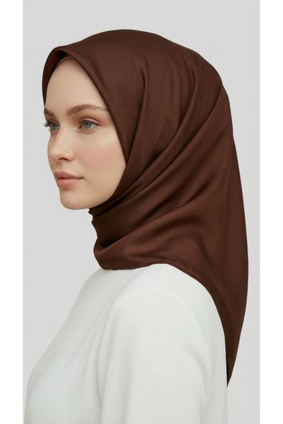 Karaca Eşarp Plain Twill Polyester Scarf - Bitter Brown