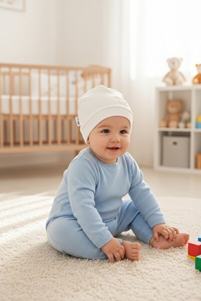 Kayra Combed Cotton Baby Hat, 2-Pack, White