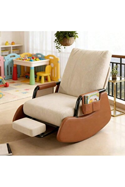 Tiokkss أريكة هزازة مريحة بتصميم كلاسيكي مبطن مع جيب جانبي قابل للإمالة، مناس...