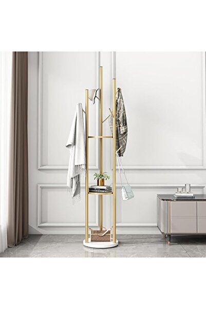 Arabest رف معاطف قائم مع مساحة تخزين، 9 خطافات و3 أرفف، قاعدة رخامية، متين وأنيق