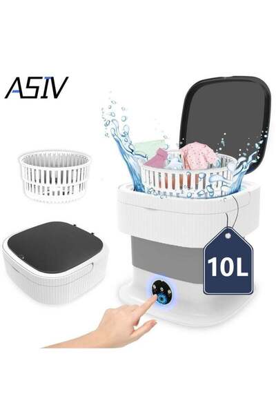 ASIV Foldable Washing Machine, 10L Portable Washer, Collapsible Mini Washing ...