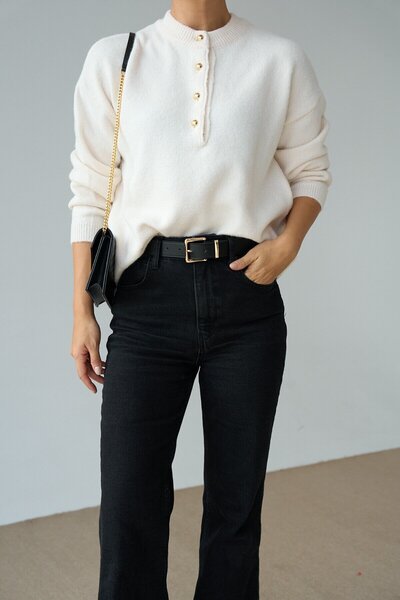 Nil's BUTİK Gold Color 4 Button Knitwear Sweater