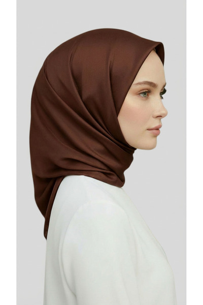 Karaca Eşarp Plain Twill Polyester Scarf - Bitter Brown