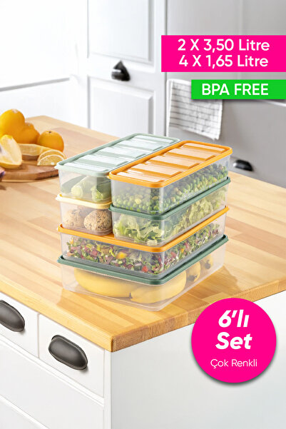 Vinoa 6-Piece Set of 2X(3.5 Liters) 4X(1.65 Liters) Food Contact-Suitable Sto...