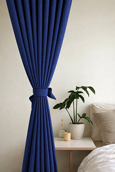 De'Vor Velvet Look Thick Background Curtain - Midnight Blue Background Curtain