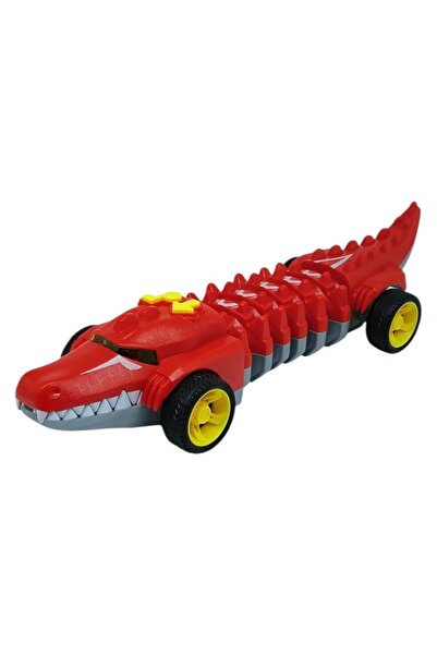 Vardem Timsah Araba - Otomatik Hareketli Sesli Işıklı 32 cm - Kırmızı Timsah