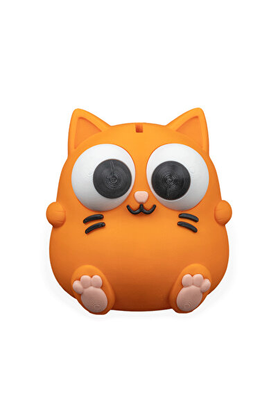 ESWorx Büyük Gözlü Turuncu Kedi Kumbara Dekoratif 3D Yazıcı Tasarımı