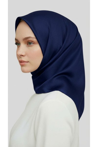 Karaca Eşarp Plain Twill Polyester Scarf - Navy Blue