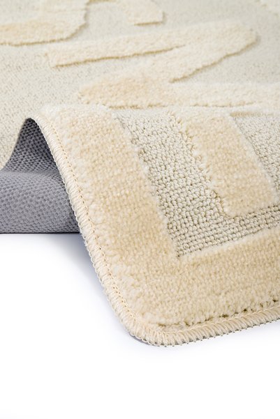 Konfor Halı Natural Non-Slip Base Bathroom Mat Long Lasting Soft Textured Water Absorbent Washable Smile 60X100