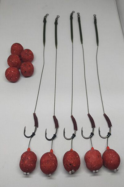 sr sazanrig DOĞAL BOİLİ SAZAN RİG TAKIMI 5 ADET YEDEK BOİLİ (5'Lİ SET)