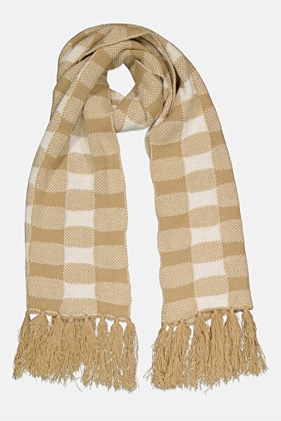 Aqua Women Plaid Scarf, Beige