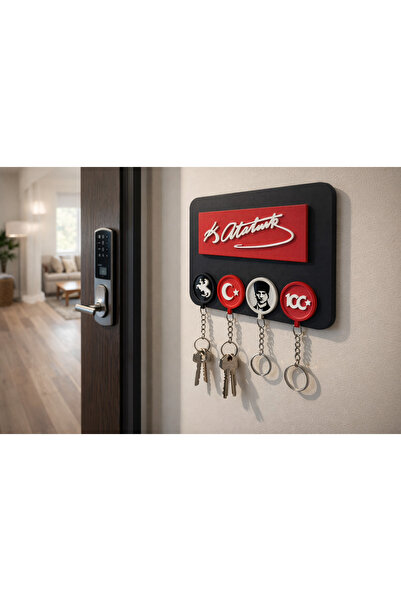 B&L Design Atatürk İmzalı Premium Duvar Tipi Anahtarlık Organizeri