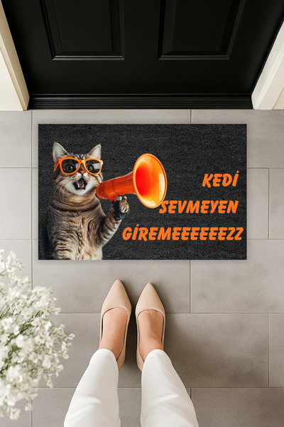 Dormot Modern Digital Print Doormat - No Cats Allowed - Megaphone Cat Doormat...