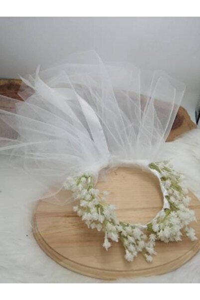 chocogift Artificial Flower Crown with Bride Veil