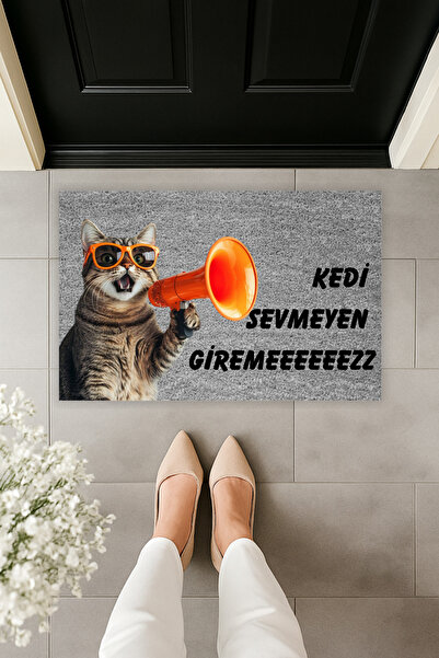 Dormot Modern Digital Print Doormat - No Cats Allowed - Megaphone Cat Doormat...