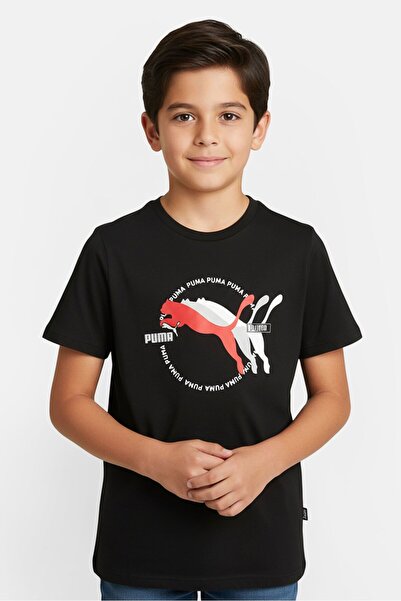 Puma Kids Boy Sportswear Fit Short Sleeve Outdoor T-Shirt, Black