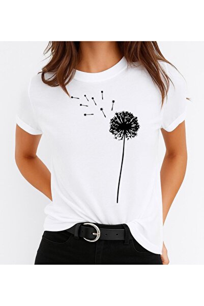 OEM Tricou de bumbac pentru femei cu imprimeu floral negru