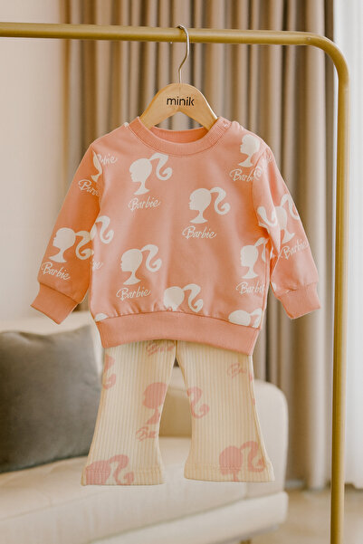 RÜYA KİDS Baby Girl Printed and Written Top and Bottom Set