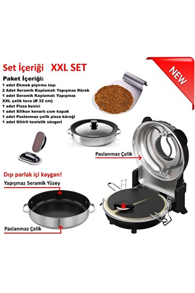 ERATEC Elektrikli Pizza Taş Fırını SET PM-27 – XXL Komple Set (TÜRKİYE DİSTRİ...