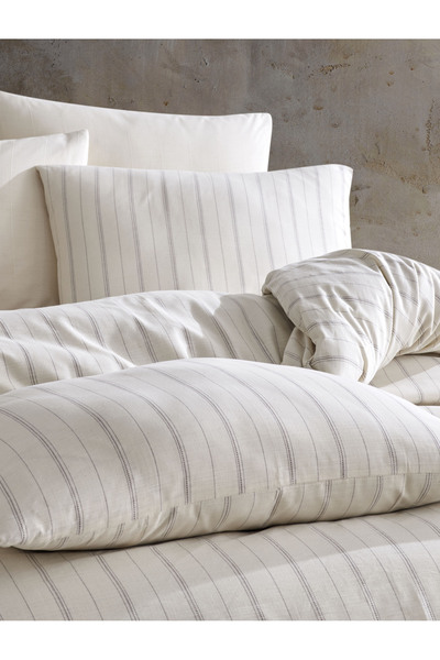 NazeninHome Σετ Παπλωματοθήκης PureTouch με Φυσικό Βαμμένο Νήμα, Διπλό, 100% ...