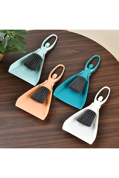 Şahane Pazar Dustpan and Brush Set Ergonomic Handle Practical Cleaning Tool Turquoise Shn-1434