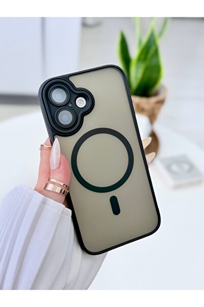 Go Aksesuar Iphone 16 Uyumlu Magsafe Özellikli Mat Şeffaf Pürüzsüz Doku Korum...