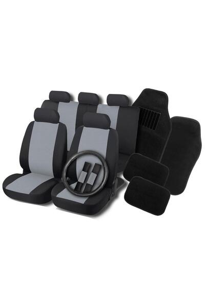 RO GROUP Set of Car Seat Covers and Mats RoGroup, Black-Grey, 16 pcs