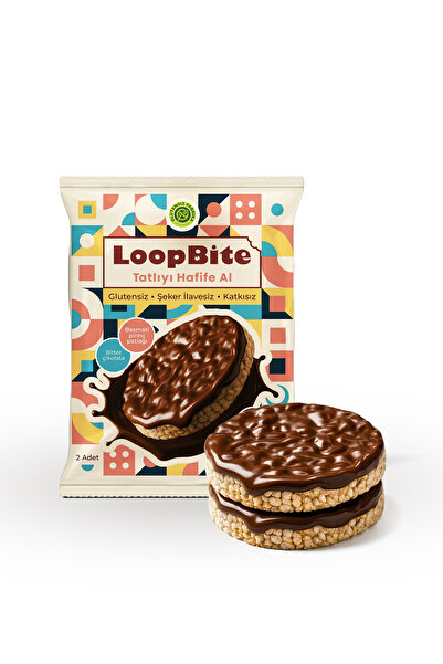 GLUTENSİZ FABRİKA LoopBite Bitter Çikolata Kaplamalı Basmati Pirinç Patlağı x...