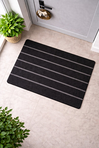 Dormot Modern Doormat Black 6-Strip Carpet Doormat, Dust and Moisture Absorbi...