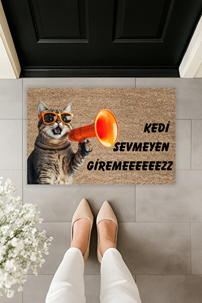 Dormot Modern Digital Print Doormat - No Cats Allowed - Megaphone Cat Doormat...