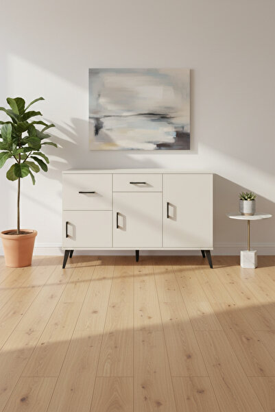 EnTrendMobilya Luna Konsol 3 Raflı 2 Çekmeceli Aytaşı - 132x44x83 cm