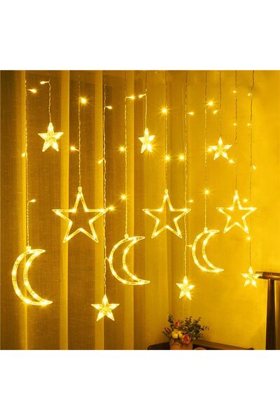 Pomefar Ramadan Lights, Led Moon Star String Curtain Lights Ramadan Decoratio...