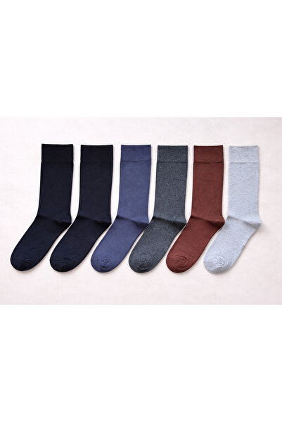 hefox 6 Pairs Men's Business Plain Classic Toe Stitch-Free Bamboo Socks K