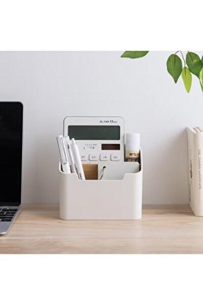 Generic Elegant White & Black Desk Organizer Holder with Dual Compartments fo...