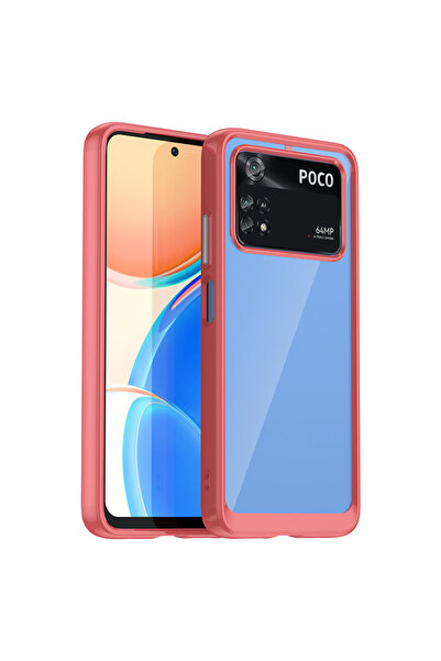 OEM Outer Space Case for Xiaomi Poco M4 Pro - Red, Gel & Rigid Hybrid