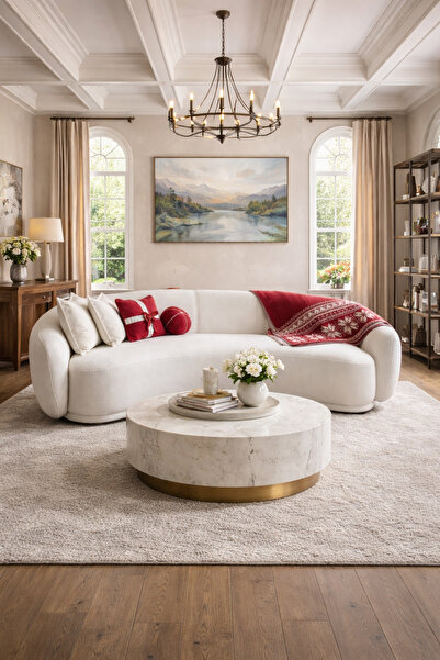 Öztürk Mobilya Design Fasülye Koltuk, Teddy Kumaş, Beyaz