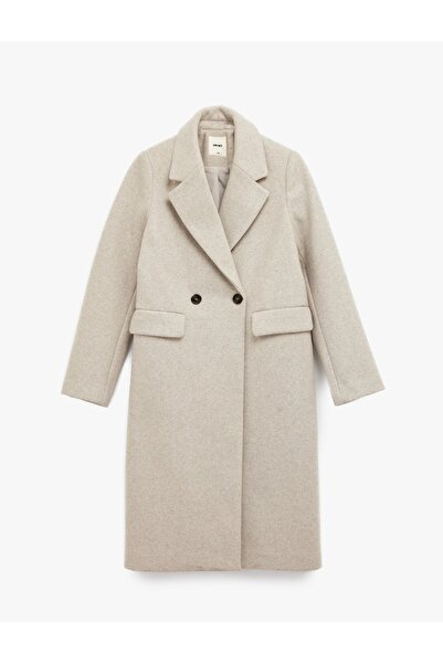 Koton Double-Breasted Long Sleeve Jacket with Pockets, Collar, Long Cashmere ...