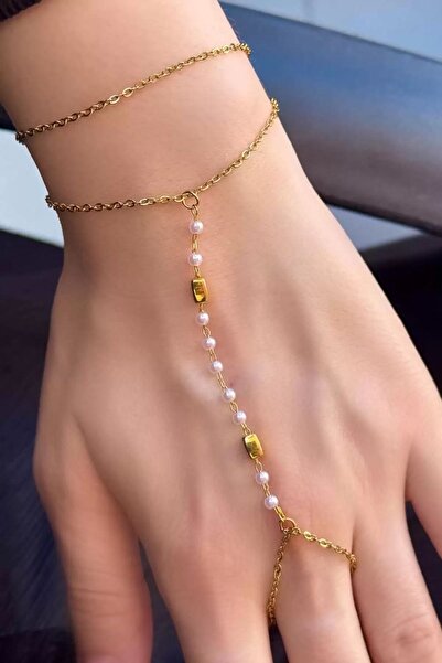 EfCe Jewelry Minimalist İnci İşlemeli Çelik Şahmeran - Paslanmaz Kadın Takı