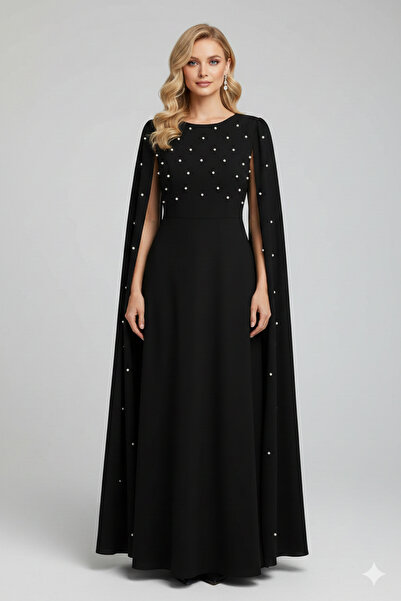 İntive Lingerie Rochie de damă cu mâneci pelerina, detaliu perlat, cu centură...