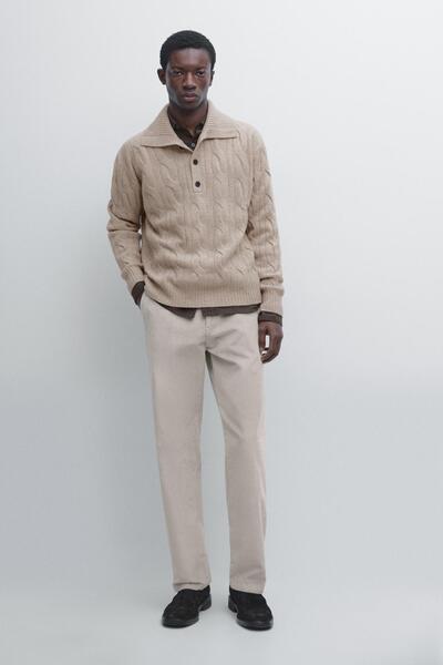 Massimo Dutti Polo yaka örgü yün kazak