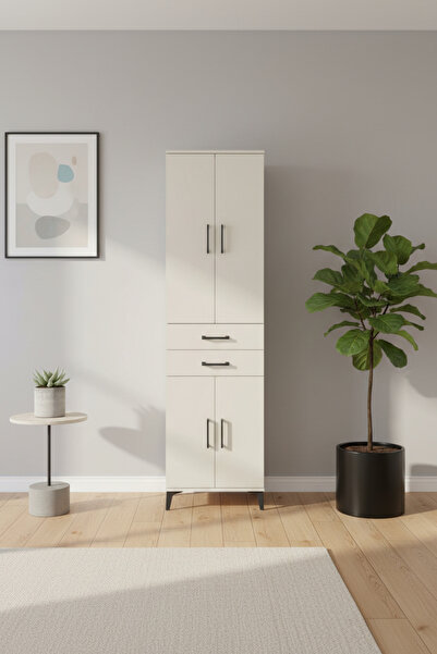 EnTrendMobilya Silva Dolap 4 Raflı 2 Çekmeceli 4 Kapaklı Aytaşı Gardırop