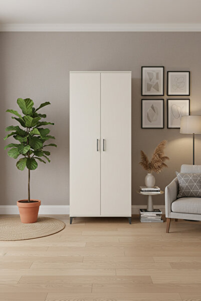 EnTrendMobilya Silva 4 Raflı 2 Kapaklı Dolap 88x30x221 cm Aytaşı