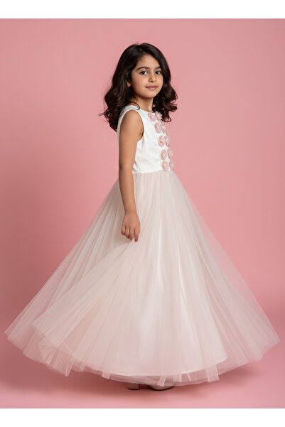 Jolanda Pembe Uzun Kız Çocuk Özel Gün Elbisesi