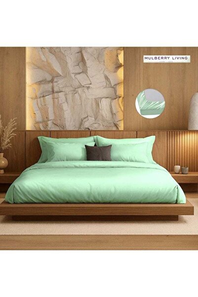 MULBERRY LIVING طقم ملاءات سرير كينج من الساتان الحريري الصناعي سيلكن بيري - ...